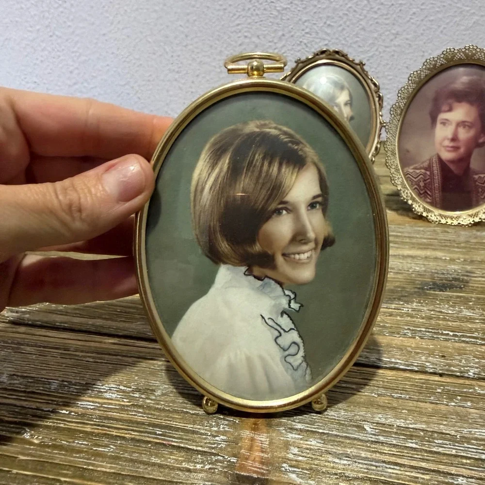 Vintage Mid Century Ornate Gold Oval Picture Frames Set of 3 Filigree Scrolled